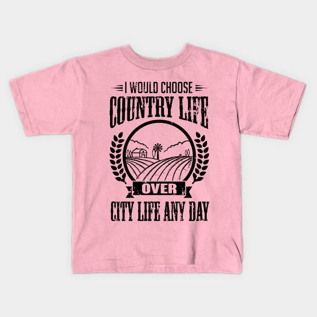 I would choose country life any day (black) Kids T-Shirt by nektarinchen